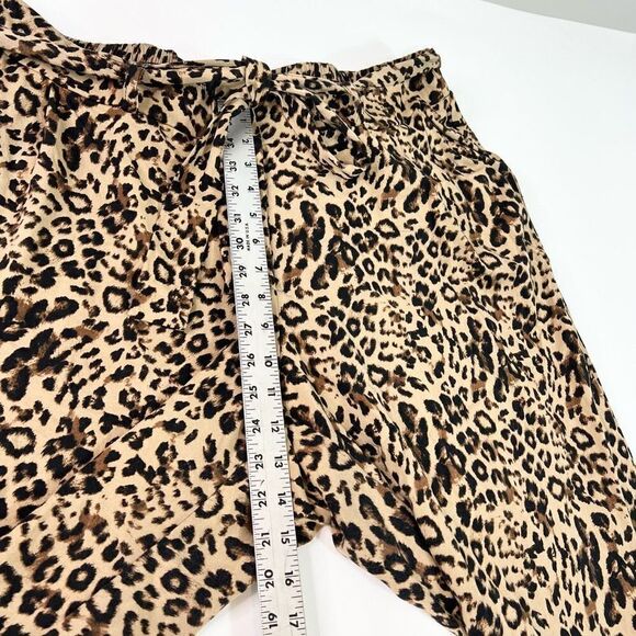 Torrid Trousers Women's 3X Black & Brown Leopard Tie Front Stretch Tapered Legs - Picture 5 of 12
